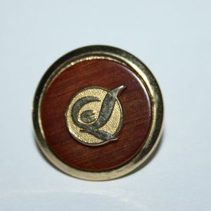 Vintage gold and wooden pin